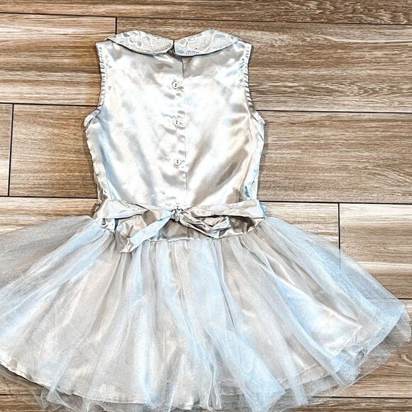 Biscotti Silver Lace and Tulle Dress with Pan Collar, Size 6 - Picture 4 of 5